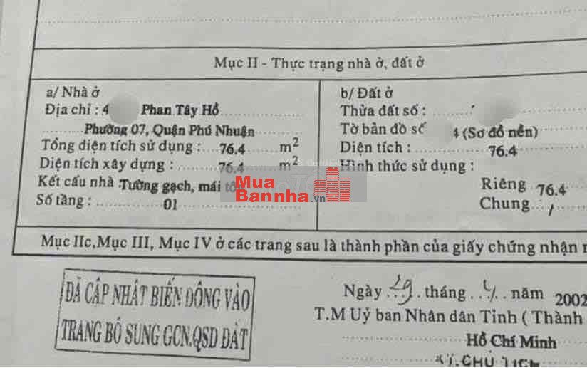 🏡 5.35 tỷ TL, 76m. Bán nhà Phan Tây Hồ Phường 7 Phú Nhuận