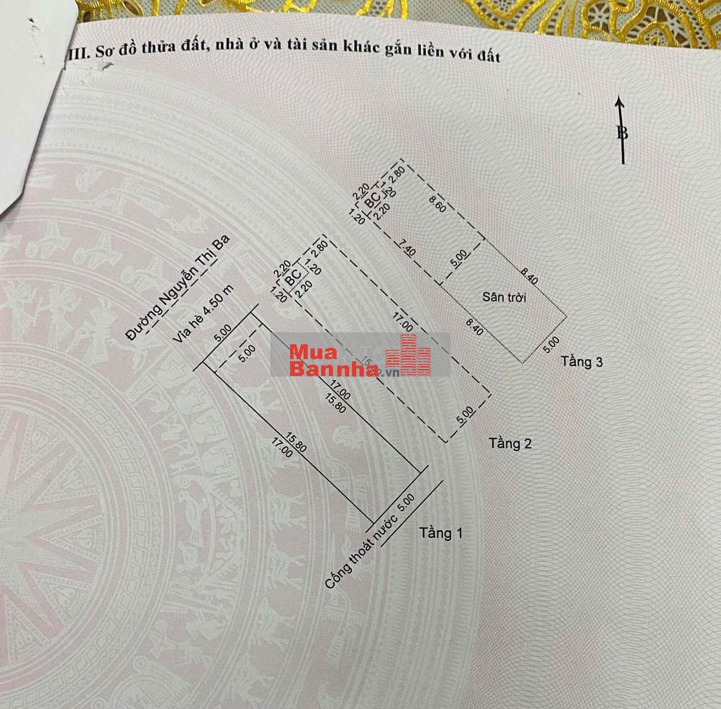 Chào bán nhà mt nguyễn thị ba. Nhà đẹp kiên cố 3tầng . Dt: 85m2 ngan
