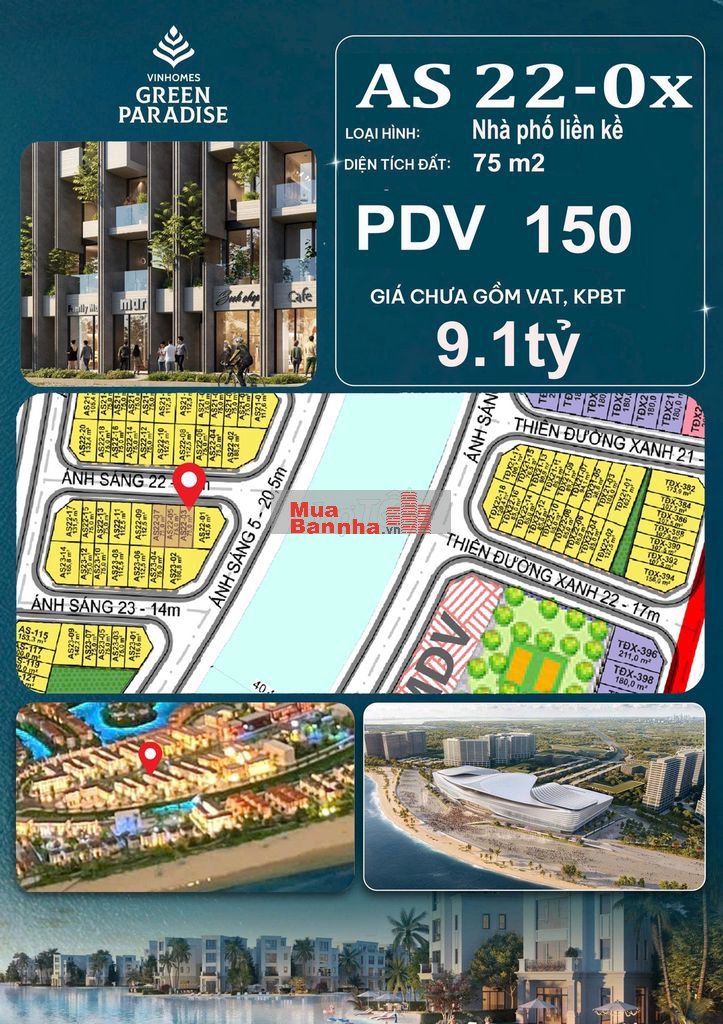 Rổ hàng độc quyền dự án Vinhomes Green Paradise giá tốt