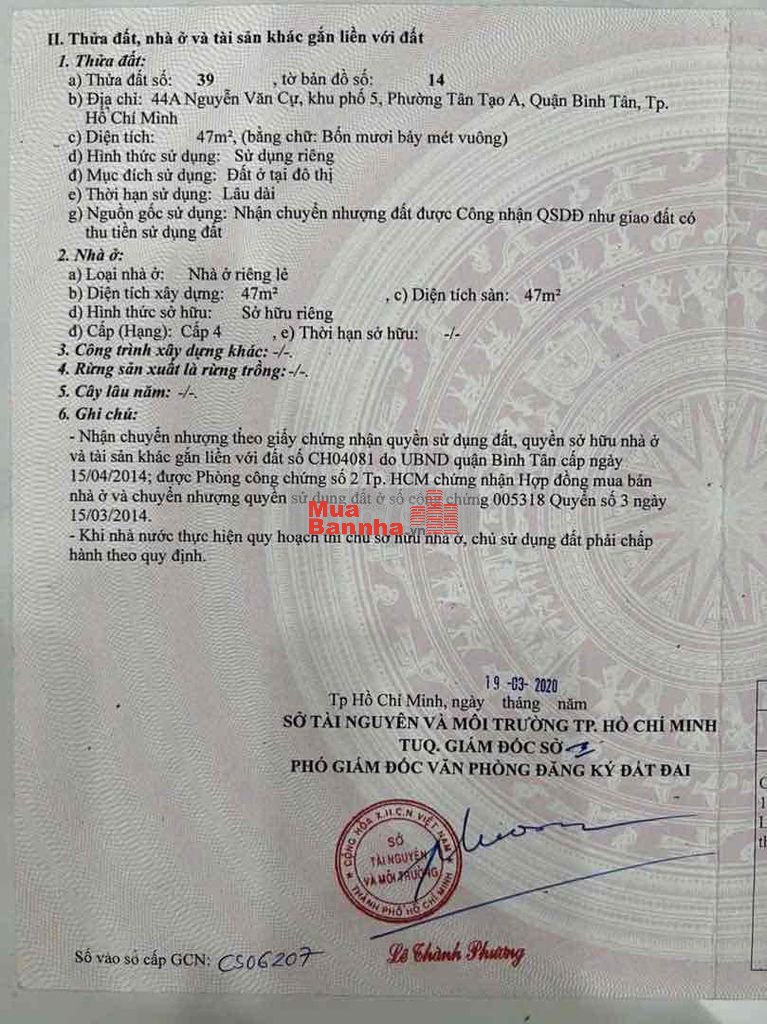 BÁN NHÀ MẶT TIỀN QUẬN BÌNH TÂN CHỈ HƠN 4TỶ