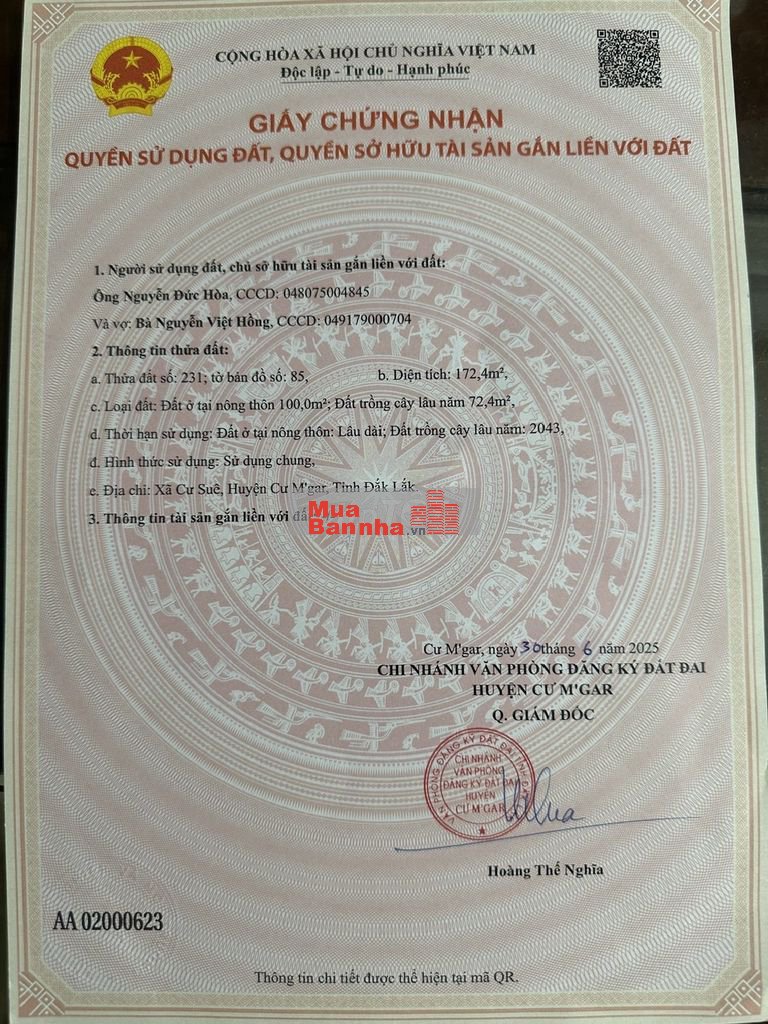 2 căn nhà MT tỉnh lộ 8, Cư Suê, Cư Mgar, ĐL , DT 310,5,m2, giá 6,5tỷ