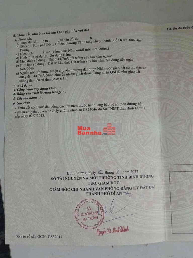 NHÀ SỔ RIÊNG PHƯỜNG DĨ AN TPHCM ĐƯỜNG 6m