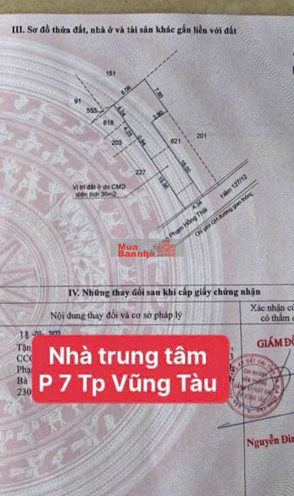 BÁN NHÀ TRUNG TÂM P.7 TP. VŨNG TÀU 137M GIÁ CHỈ 4,99 TỶ TL