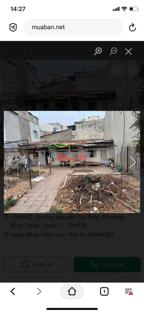 Nhà nát:12x19 hẻm 156(3m),Nguyễn thị thập,bình Thuận,Q7