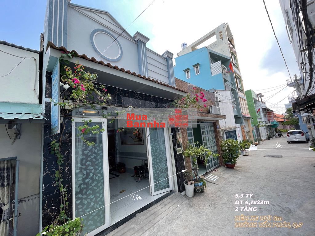 CHỈ 5,3 TỶ (60 triệu/m2) 2 TẦNG 4,1x23~95m2 HẺM ÔTÔ HUỲNH TẤN PHÁT Q7