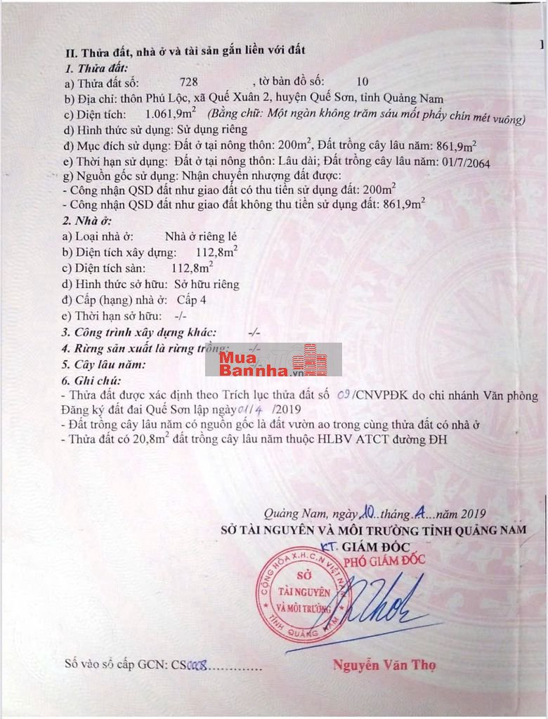 Đất MT đường chính ĐH Quế Xuân 2, DT 1062m2, 200m2 đất ở, chỉ 1,3tr/m2