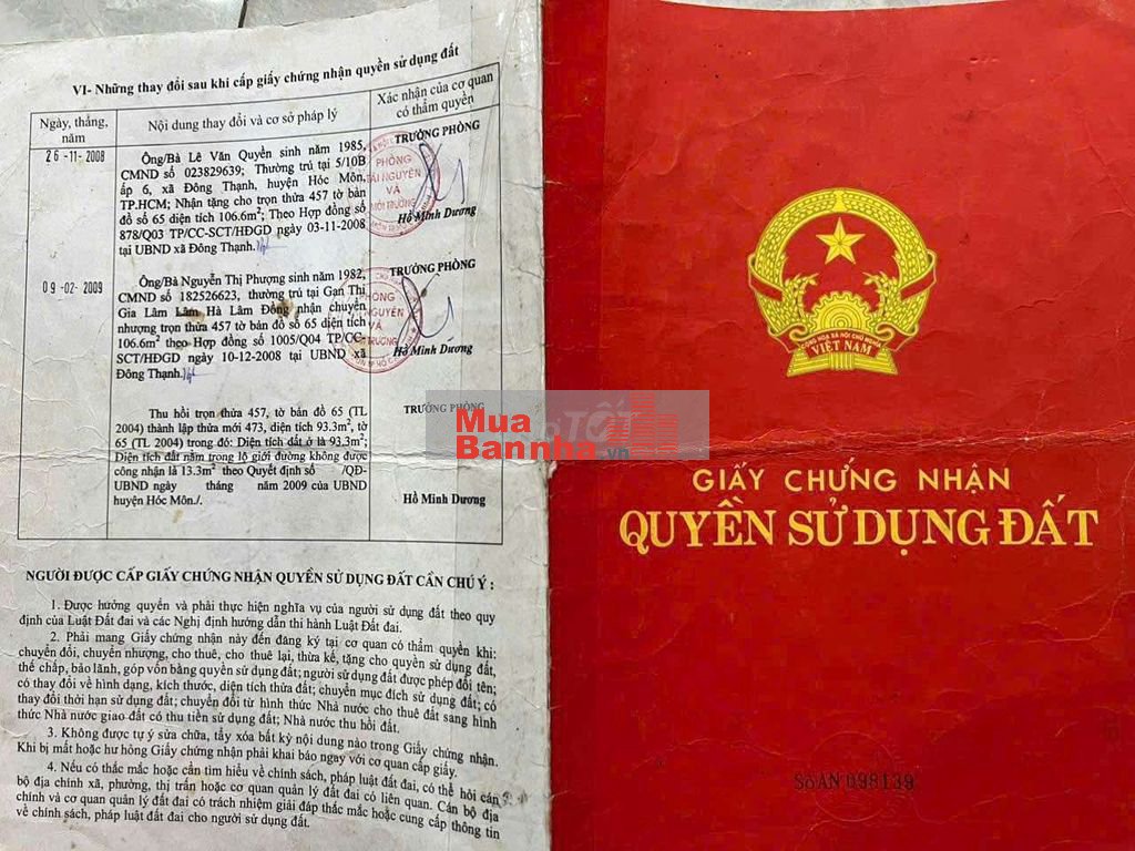 BÁN NHÀ VI BẰNG. ĐC GIỮ SỔ CHÍNH. GIẤY THUẾ. SỐ NHÀ HUYỆN.