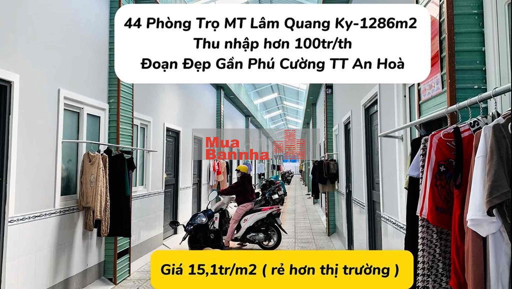 44 Phòng Cho Thuê Thu Nhập 100tr/th-1290 m2 đất Vị Trí VIP