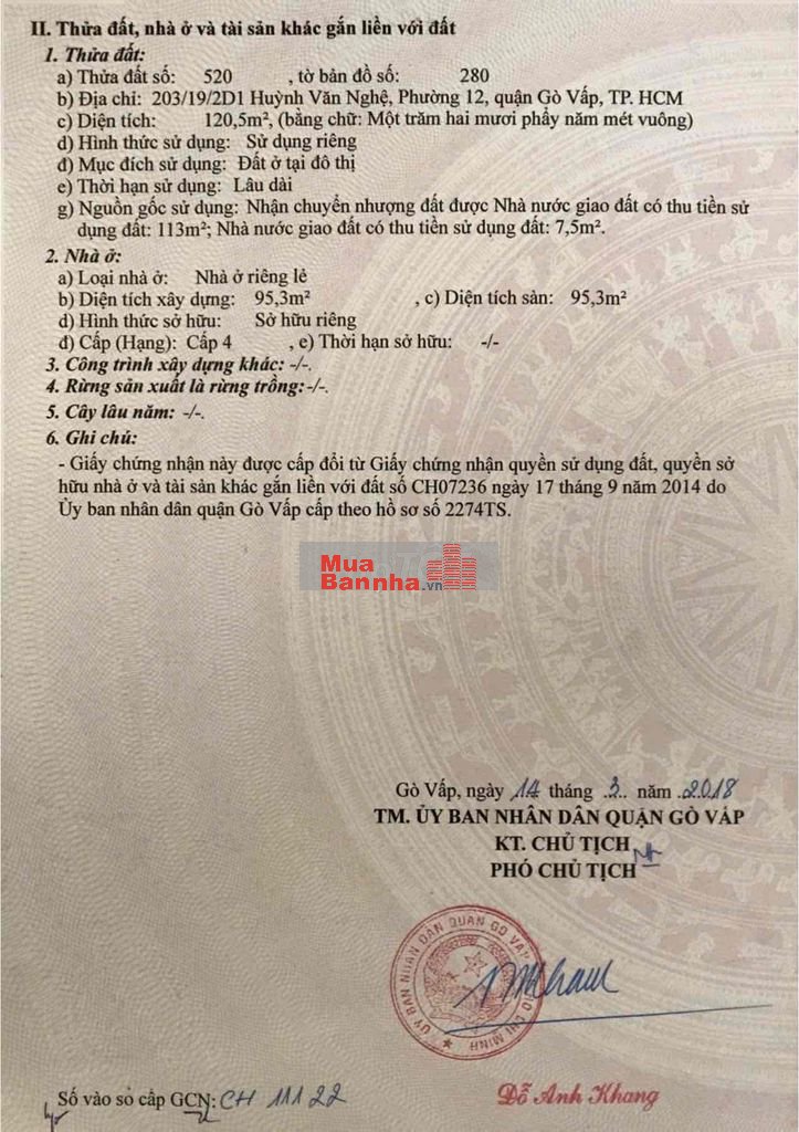 120m2 - Hẻm 4m xe oto đậu trong nhà - Huynh Văn Nghệ - P12 GV