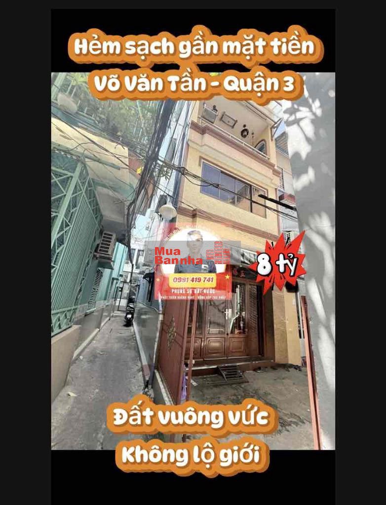 🏡 Bán nhà Võ Văn Tần Quận 3 - hẻm sạch - gần mặt tiền - không lộ giới