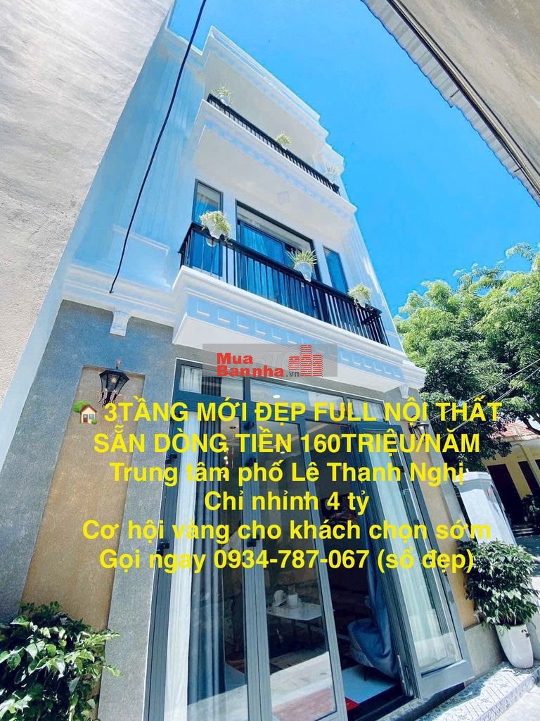🔥Nhà Vip🏡 3 tầng đẹp,dtsd168m2,3PN,4wc, full nội thất, sẵn156triệu/năm