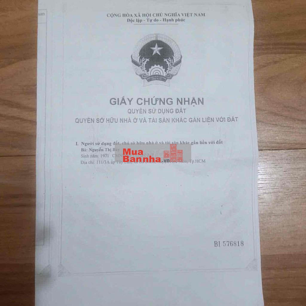 CẦN BÁN NHÀ Ở CHÍNH CHỦ HCM, SỔ HỒNG RIÊNG, KHÔNG THÔNG QUA CÒ