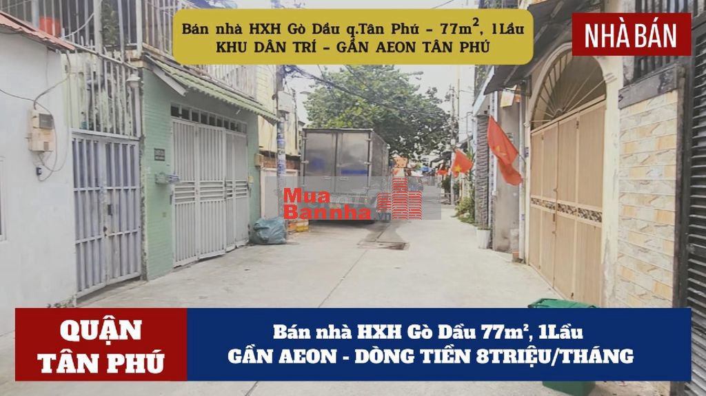 Bán nhà HXH Gò Dầu 77m², 1Lầu - GẦN AEON - DÒNG TIỀN 8TRIỆU/THÁNG