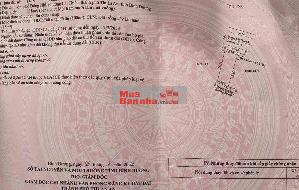 NHÀ CẤP 4 MẶT TIỀN 118M² – LÁI THIÊU 45 – GẦN CHỢ LÁI THIÊU