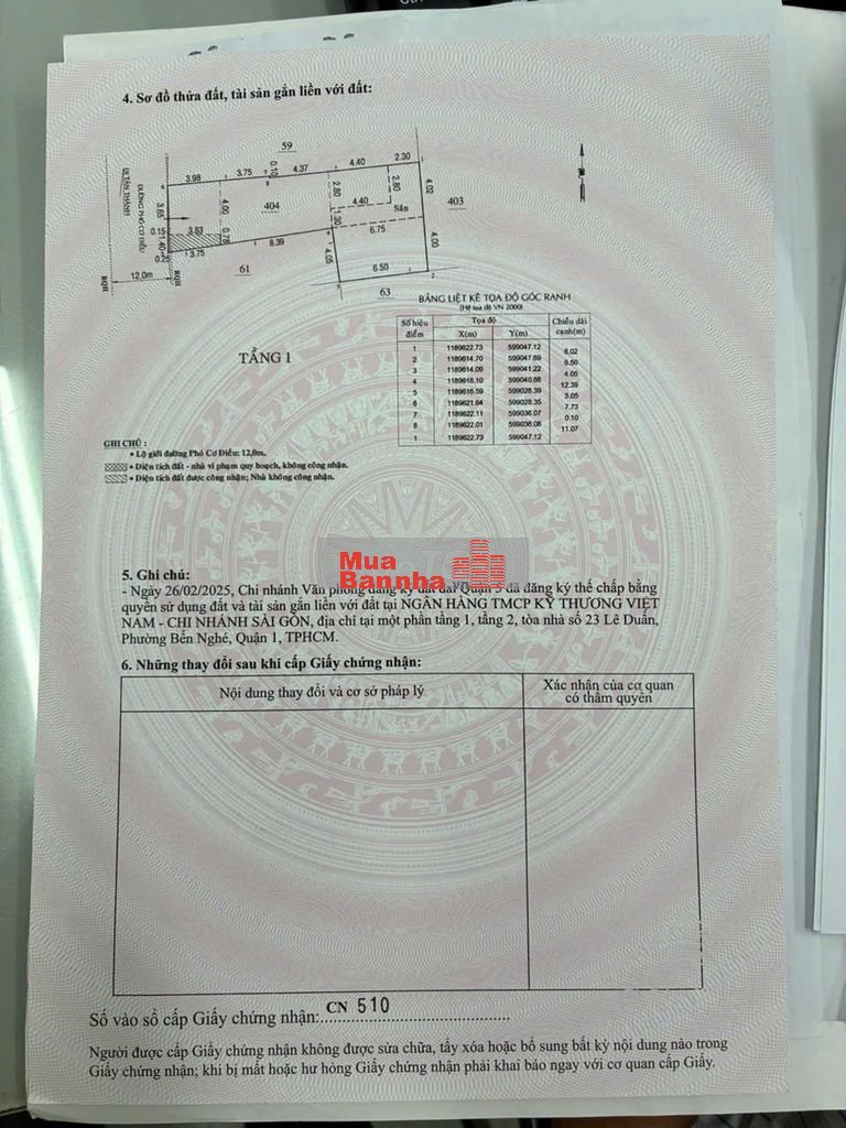 MT 22A Phó Cơ Điều - DT 110m2 ( 5* 18 nở hậu 8m ) . Giá 24 T