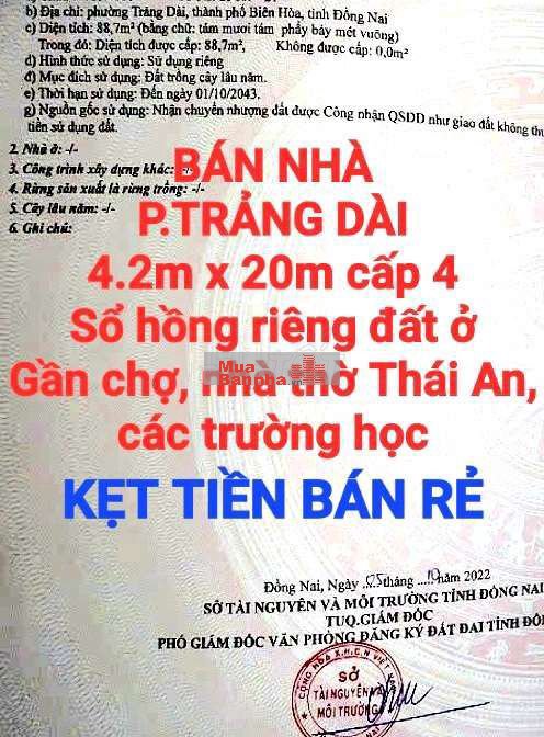 BÁN RẺ NHÀ P.TRẢNG DÀI, SỔ HỒNG RIÊNG, GẦN CHỢ, NHÀ THỜ, TRƯỜNG HỌC