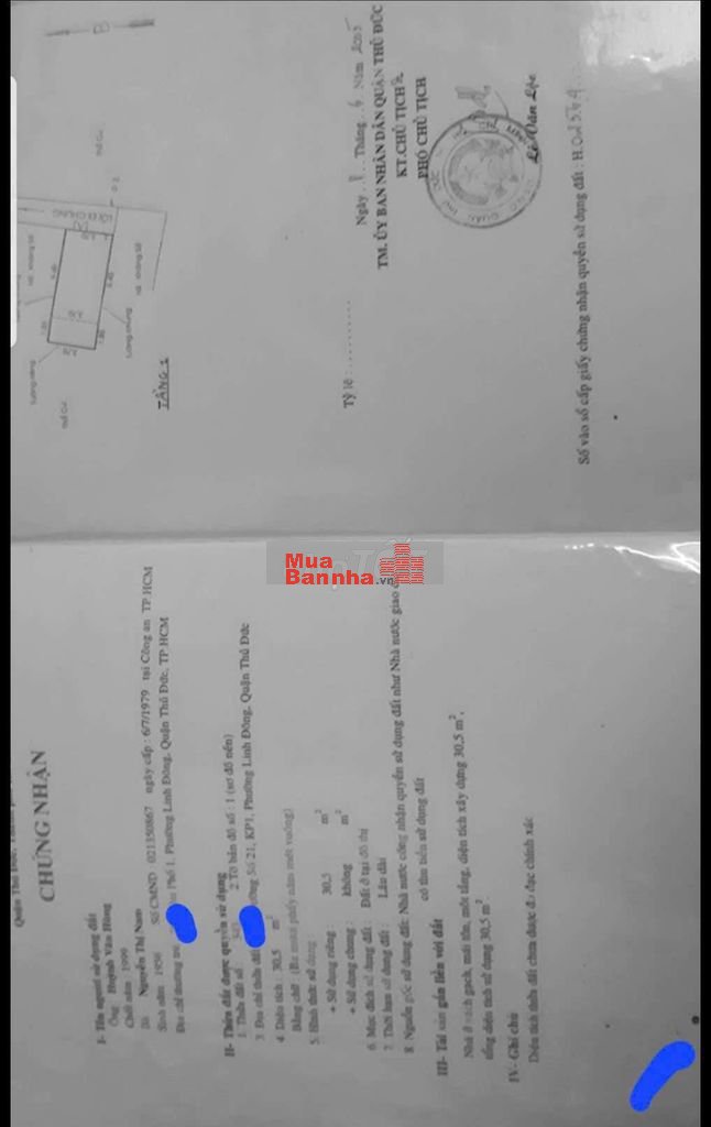 Nhà có sổ bị mất bán như giấy tay hẻm 1m2 đường 21 linh Đông Thủ Đức