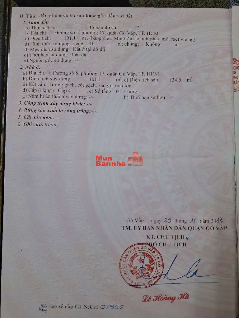 Mặt B KDoanh, Hxe Tải Thông, Gần C An Nhơn, Ng Oanh* 101m2+Gác* 7,8 Tỷ