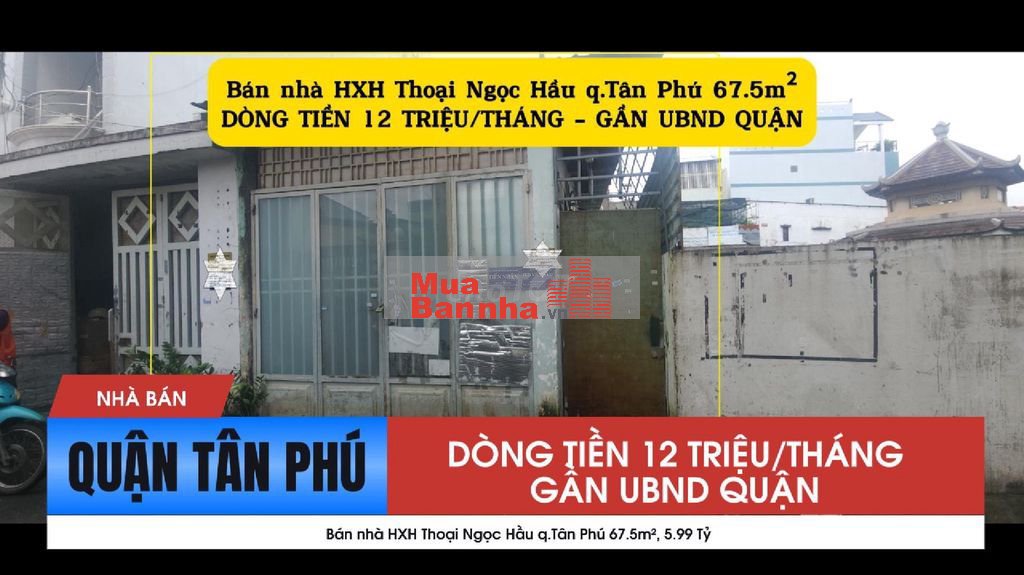 Bán nhà HXH Thoại Ngọc Hầu 67.5m², 5.99 Tỷ - DÒNG TIỀN 12TRIỆU/THÁNG