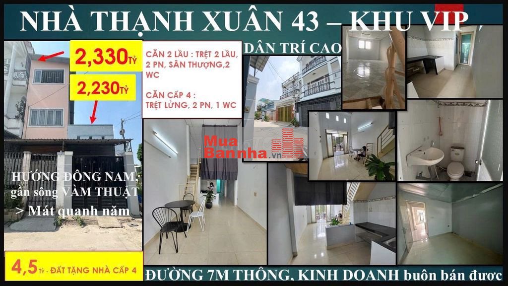 🌸 TX43 - CẶP NHÀ SỔ HỔNG CẶP - đường 7m thông- chỉ 2,230 tỷ + 2,330 tỷ