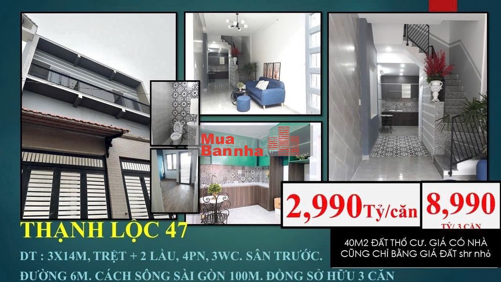 🏘️ 2,990 TỶ /CĂN- 2 LẦU-4PN- THẠNH LỘC 47- THỔ CƯ- ÉP CỌC - ĐƯỜNG 6M