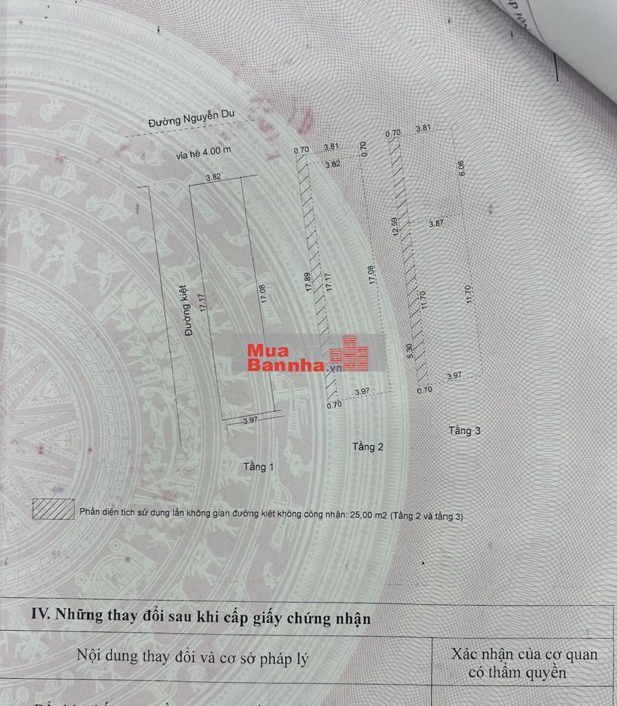 nhà 3 tầng 2mt kiệt bên hông nguyễn du dt 67m2 hướng tây bắc