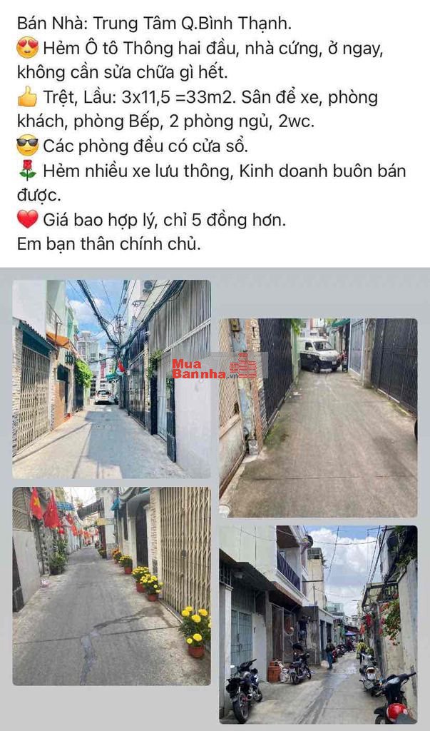 Bán nhà trung tâm bình thạnh