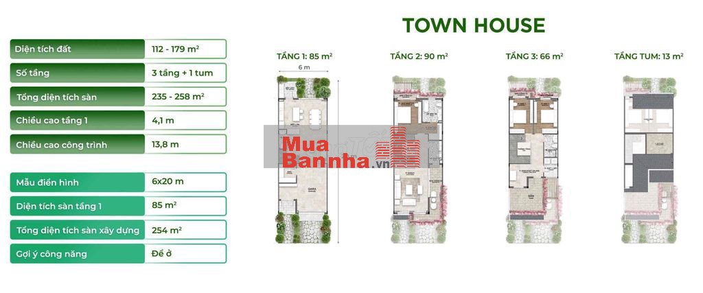 Bán townhouse khu mùa hạ Eco Retreat - Quỹ hàng chuyển nhượng tự do