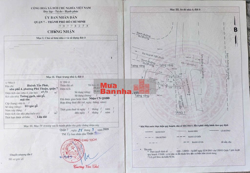 Bán nhà shr biệt, Q7, Huỳnh Tấn Phát, Phú Thuận 3m NH 5m x 12m 3pn.