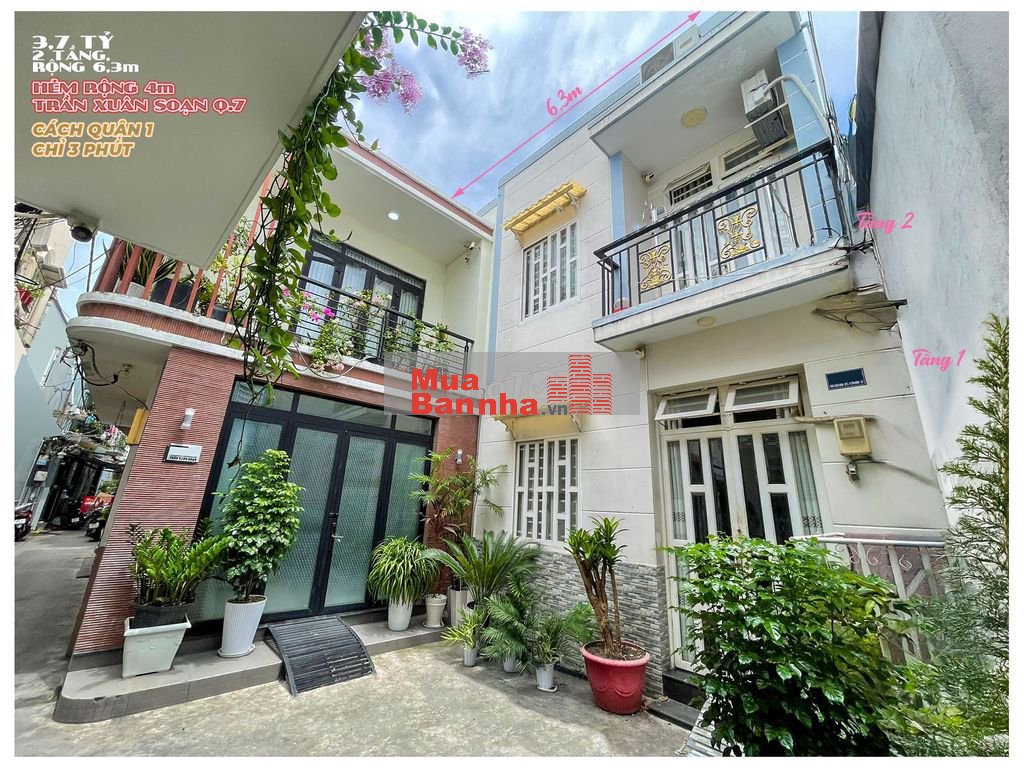NHÀ 2 TẦNG RỘNG 6,3m TRẦN XUÂN SOẠN Q7 ĐẾN Q1 CHỈ 3 PHÚT, CHỈ 3,75 TỶ