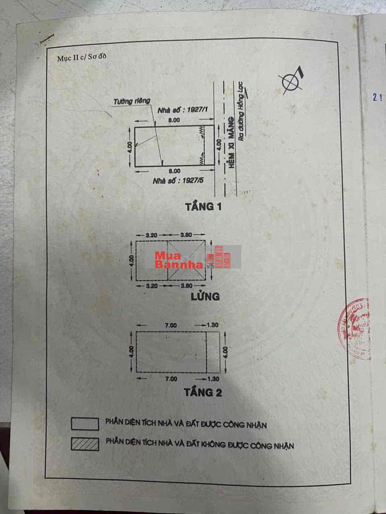 Hẻm đường Bùi Thế Mỹ.( gần chợ Tân Bình).DT 4 x 8m
