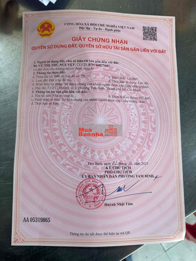 nhà thủ đức mặt tiền hẻm 6 m ngang 5 dài 25