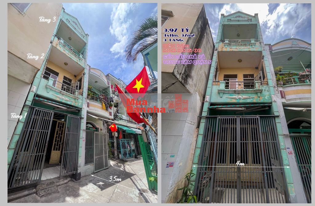 NHÀ 3 TẦNG 4x11m BÌNH ĐÔNG Q.8 GẦN CẦU CHÀ VÀ CHỈ 3,97 TỶ