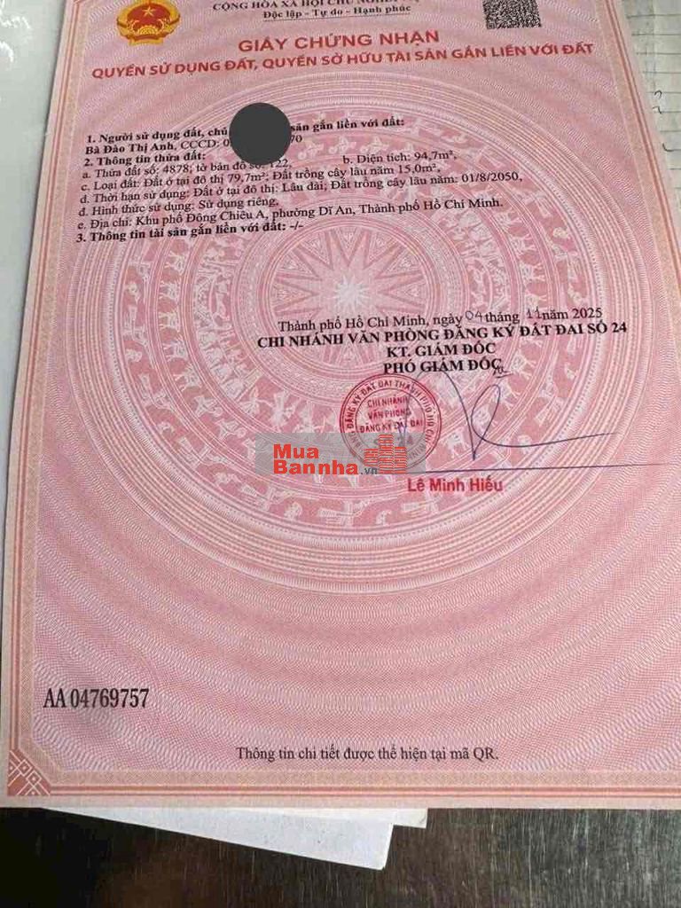 Nhà Sổ Hồng Riêng DT 94,7m2 ở ngã ba ông xã TPHCM
