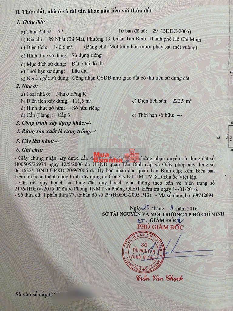 Cần bán nhà số 89 Nhất Chi Mai - đã hết HĐ thuê nhà