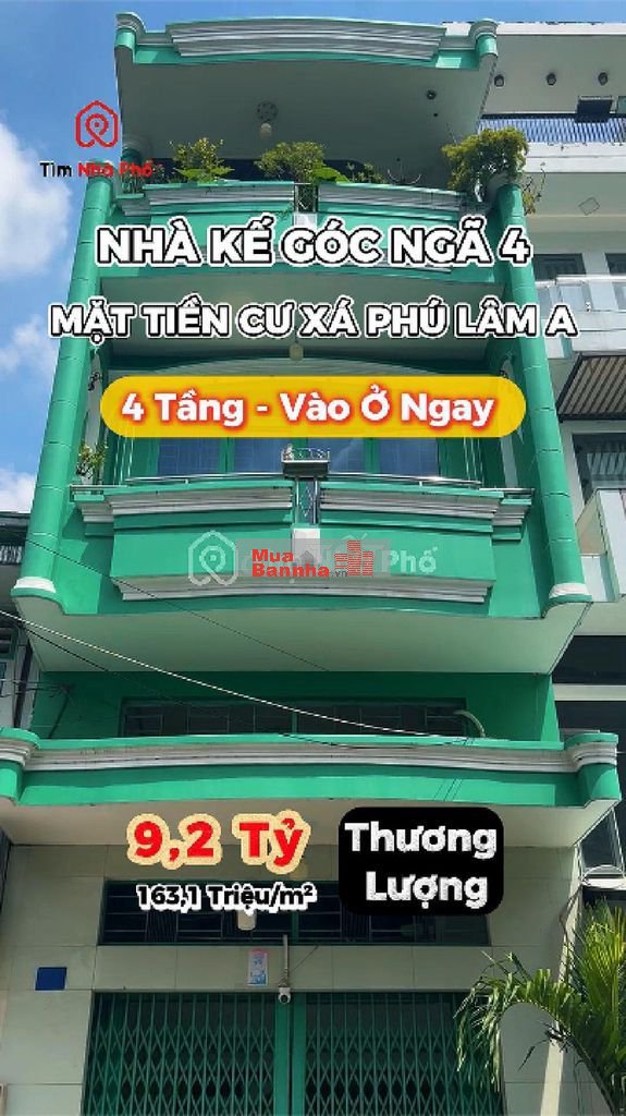 💥Hiếm! Nhà 4 Tầng Kế Góc CX Phú Lâm A Q6 | Chỉ Nhỉnh 9 Tỷ