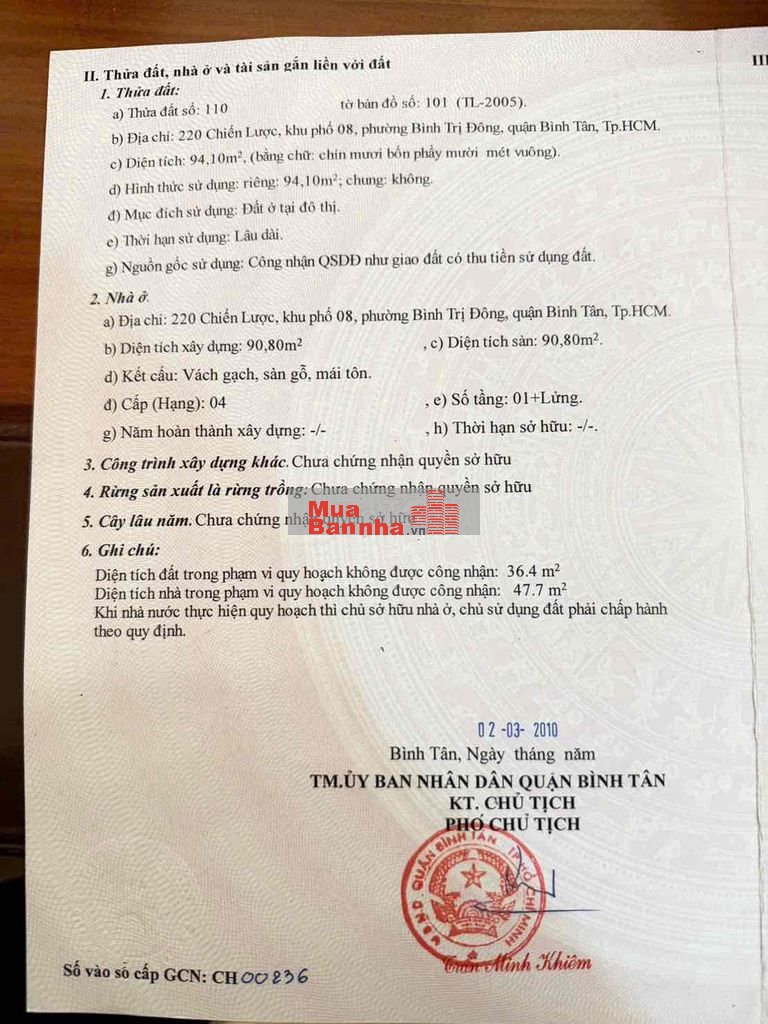 CHÍNH CHỦ BÁN NHÀ MẶT TIỀN CHIẾN LƯỢC – BÌNH TÂN