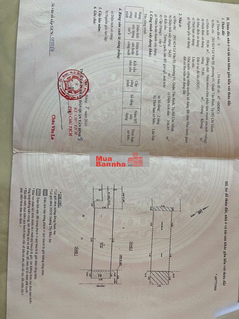 Nhà 2 mặt hẻm 281/42/4 Lê Văn Sỹ P1 TB DT 4X15 trệt lầu Gía 8,2 tỷ TL