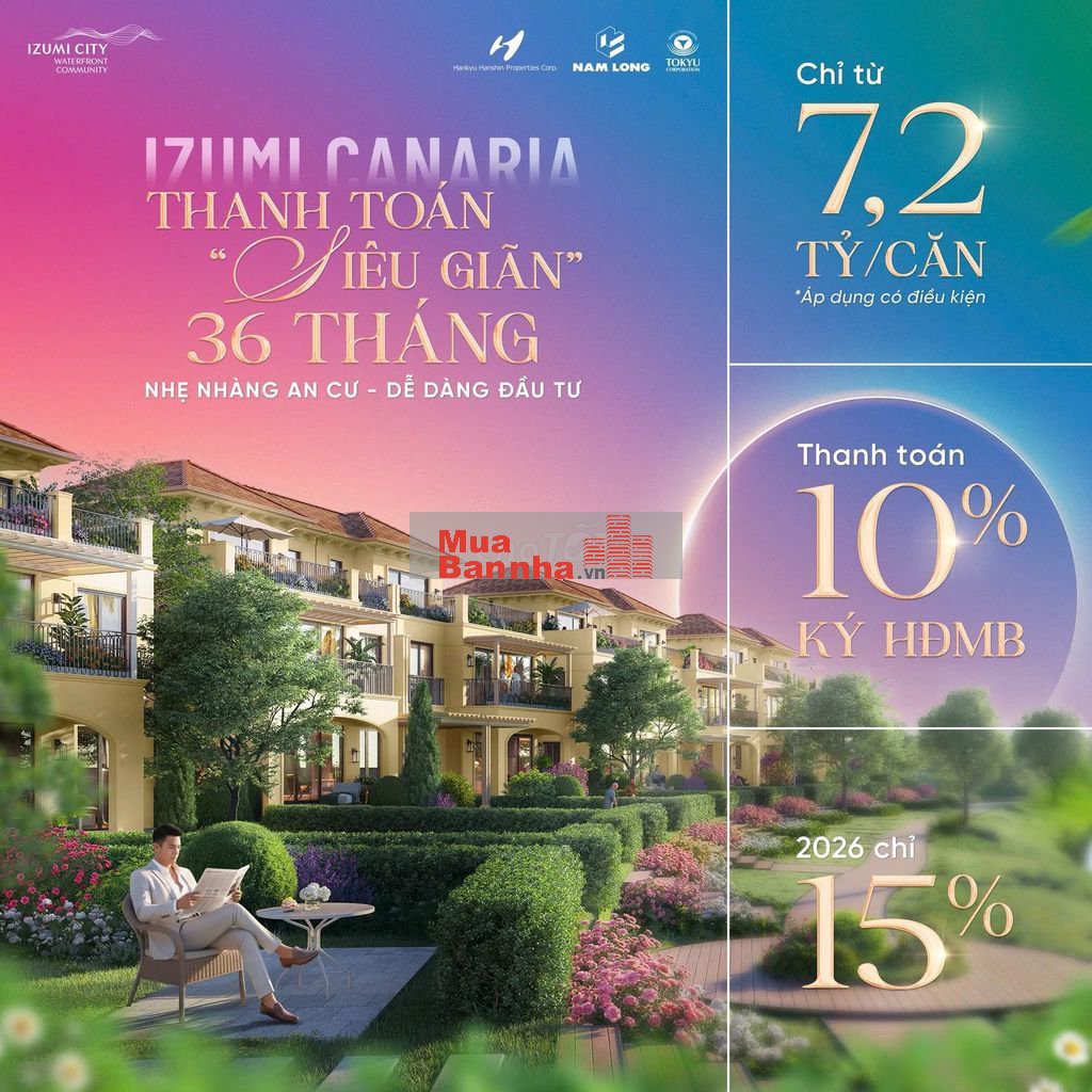Hơn 7 tỷ… căn hộ TT hay nhà phố ven sông? Izumi Canaria – Có cả hai!
