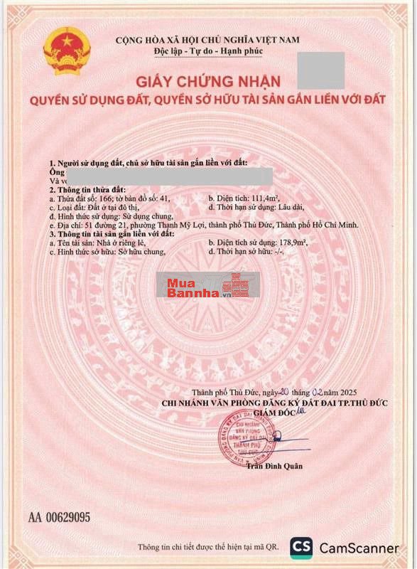 Ngân hàng SHB bán Nhà Mặt tiền đg số 21, Thạnh Mỹ Lợi, TP Thủ Đức, HCM