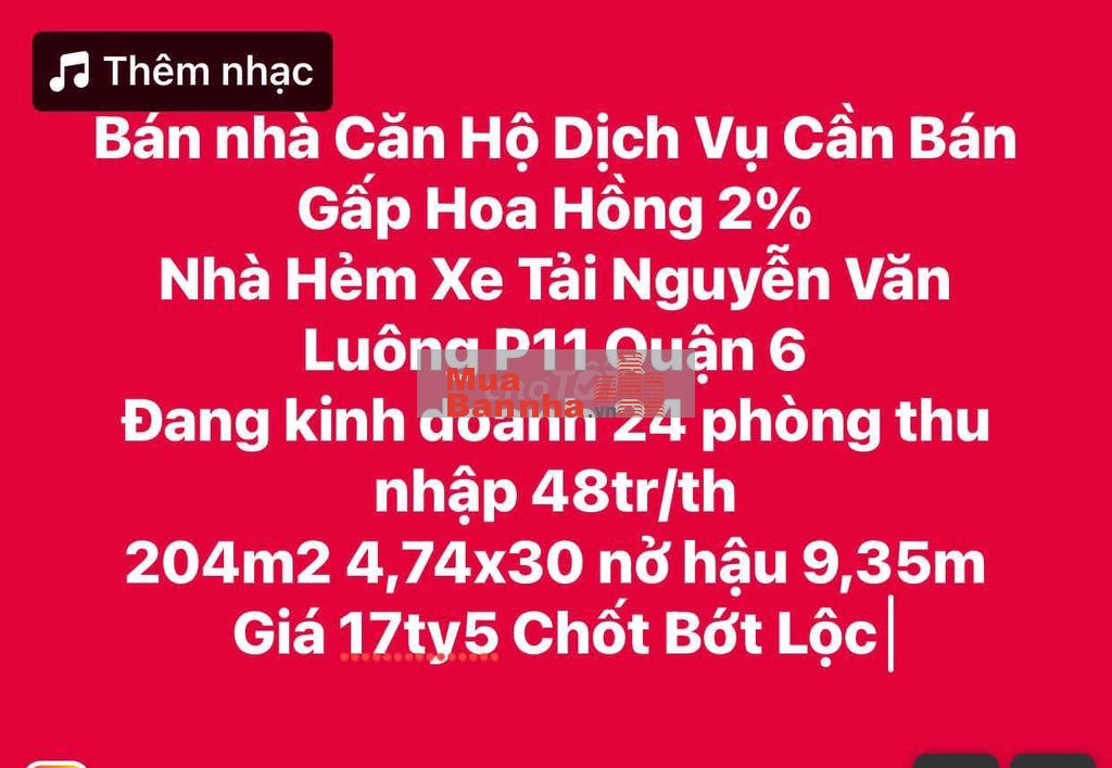 Bán CHDV đang Khai Thác 24p. thu nhập 48tr/th