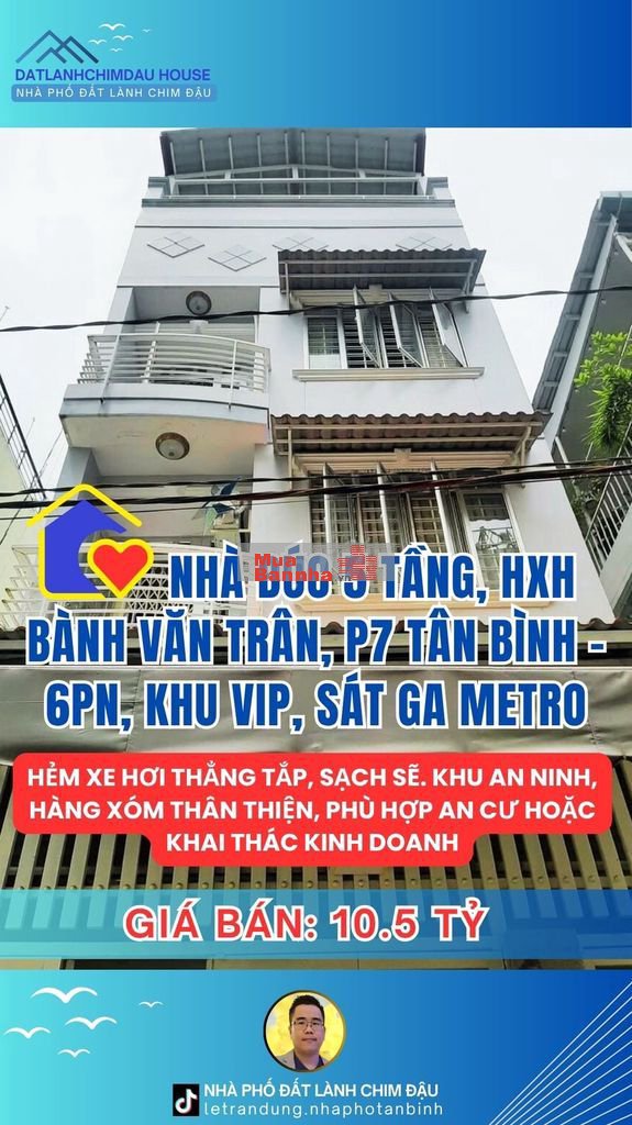 NHÀ KHU VIP HXH BÀNH VĂN TRÂN, 5 TẦNG 61M² 6PN, NGANG 4.9M, CHỈ 10.5T!