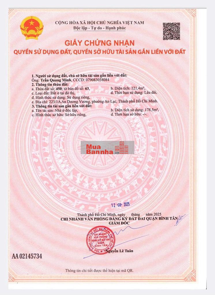 Bán nhà dt 6m x 20m, hẻm xe hơi, gần ngã 4 ADV-VVK, An Lạc