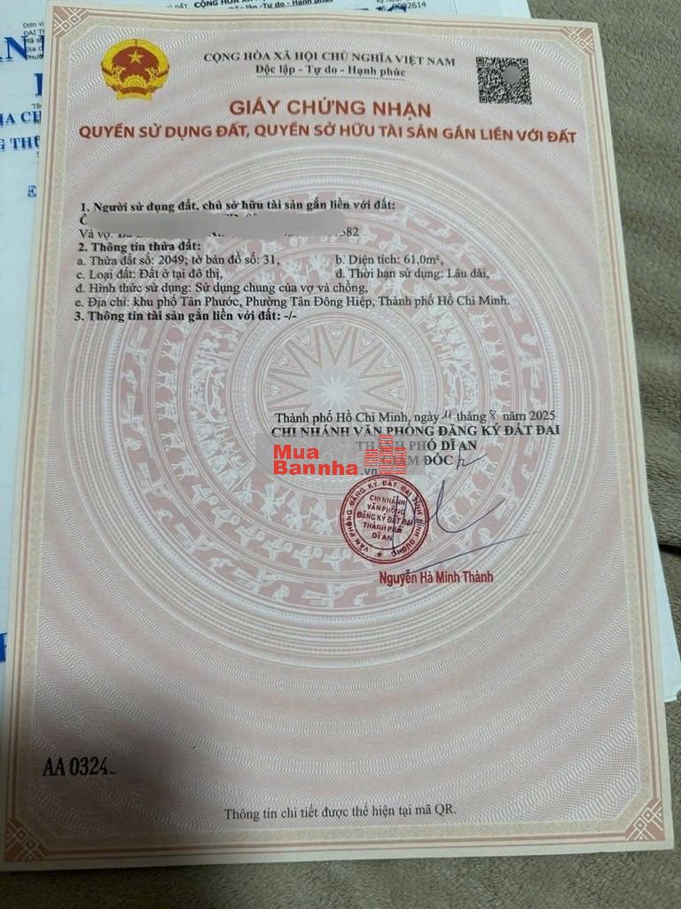 Chính chủ bán nhà trệt 1 lầu +Tum đường 10m phường Tân bình dĩ an