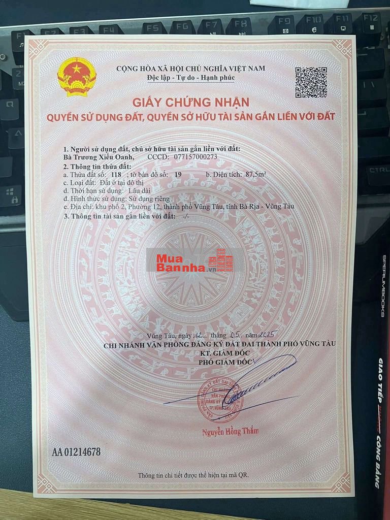 Bán Mặt Tiền 30/4 ngang 7,5 có 87,5 Thổ cư chỉ 5 tỷ còn thương lương