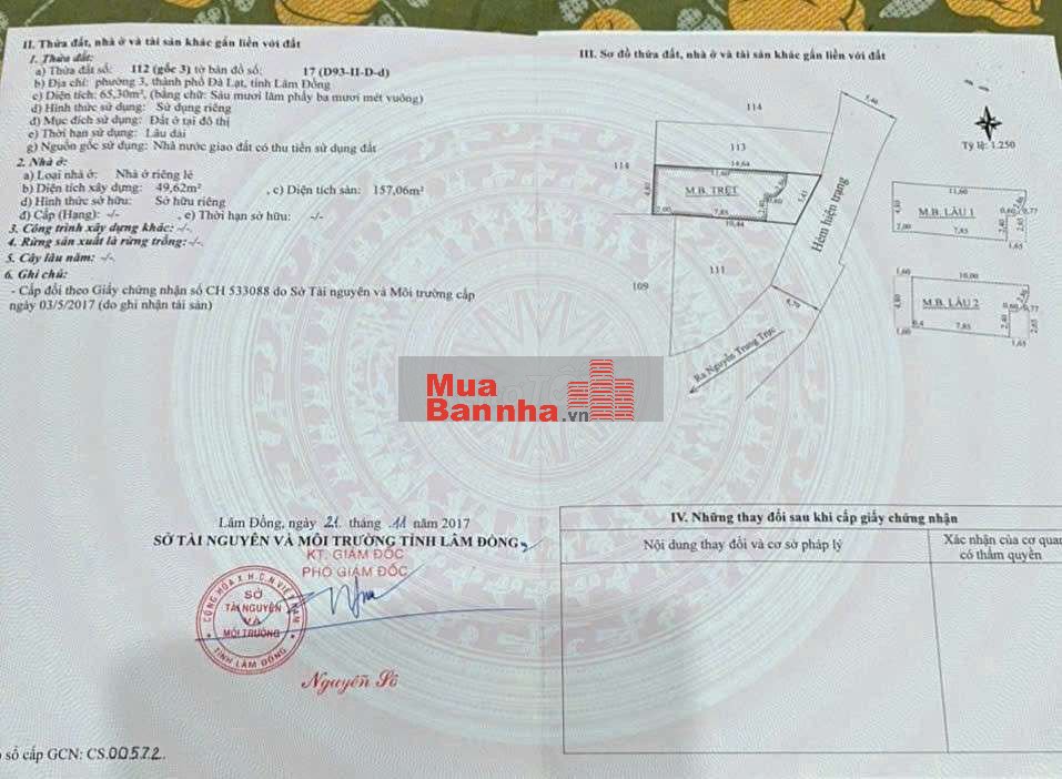 CẦN BÁN CĂN NHÀ ĐƯỜNG NGUYỄN TRUNG TRỰC (P XUÂN HƯƠNG) TP ĐÀ LẠT