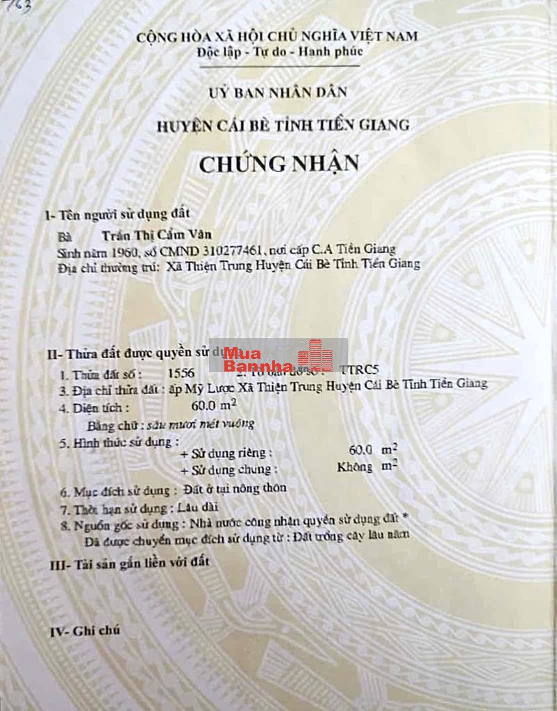 🔔 Bán Nhà tại Chợ Hồng Xina, Xã Thiện Trung, Huyện Cái Bè, Tỉnh Tiền G