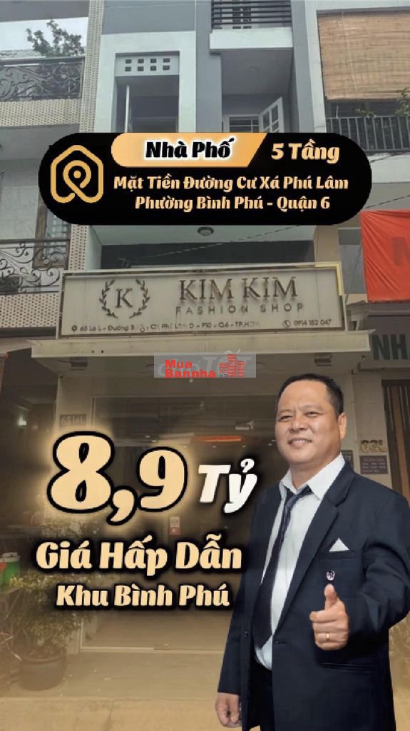 ✨ Nhà Đẹp 5 Tầng Mặt Tiền Cư Xá Phú Lâm D – Giá 8,9 Tỷ