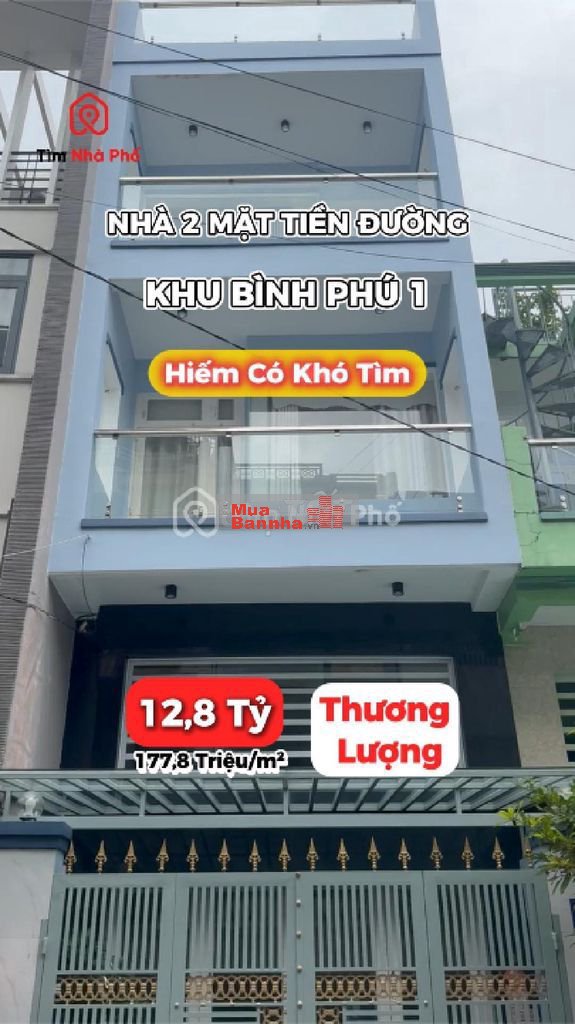 💎 SIÊU HIẾM! Nhà 2 Mặt Tiền Bình Phú – 4 Tầng Đẹp – Giá Chỉ 12,8 Tỷ