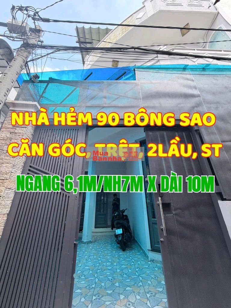 Nhà góc 1trệt, 2 lầu, ST: H90 Bông Sao, P5, Q8. N6,1m/nở hậu 7m x D10m